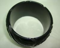 Vintage 50s Style Fabulous Wide Black Carved Roses Cuff Bangle Stunning