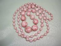 Vintage 30s Hand Knotted Mottled Pink Glass Graduating Bead Necklace