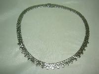 Vintage 60s Quality Textured Link Silvertone Collar Necklace Worn 2 Ways!