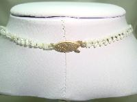 Vintage 50s Winter White Snowflake Drop Intricate Glass Bead Necklace