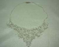 Vintage 50s Winter White Snowflake Drop Intricate Glass Bead Necklace