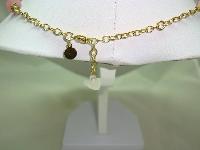 Signed Kirks Folly Pink Quartz & AB Diamante Dangle Angel Gold Necklace