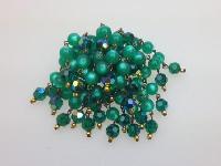 Vintage 50s Green Moonglow and Crystal Glass Bead Waterfall Cascade Brooch