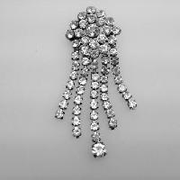 Vinage 50s Sparkling Diamante Tassel Silvertone Brooch 