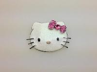 Vintage Signed Sanrio Hello Kitty Pink Rhinestone Glitter Enamel Brooch 