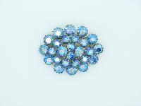 Vintage 50s Large Sparkling Blue AB Diamante Oval Brooch Amazing!
