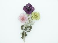 £13.00 - Fabulous Big Baby Posey Of Roses Brooch Pink Purple and Green Flowers