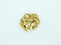 Vintage 60s Large Goldtone Textured Swirl Effect Scarf Clip 5cms