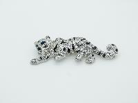 £38.00 - Vintage 80s Stunning Quality Diamante Crystal Silvertone Leopard Brooch 