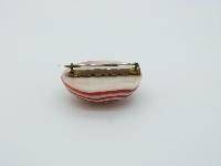 Antique Victorian Beautiful Banded Orange Agate Stone Oval Domed Brooch 