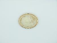 Vintage 70s Large Lucite Plastic Gold Frame Beautiful Girls Cameo Brooch 