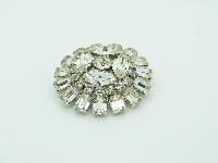 Vintage 50s Signed Weiss Large Sparkling Diamante Domed Silvertone Brooch