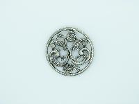 £20.00 - Vintage 60s Signed Havstad Tinn Danish Pewter Flower Design Circle Brooch 