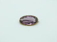 £12.00 - Antique Victorian Pretty Purple Paste Glass Gilt Metal Brooch 3.5cms