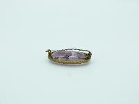 Antique Victorian Pretty Purple Paste Glass Gilt Metal Brooch 3.5cms