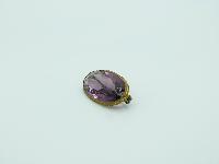 Antique Victorian Pretty Purple Paste Glass Gilt Metal Brooch 3.5cms