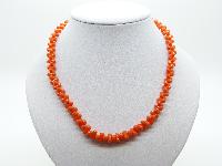 £12.00 - Vintage 60s Unusual and Unique Bright Orange Glass Bead Necklace