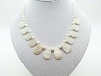 Vintage 50s White Glass and Mother of Pearl Drop Bead Necklace Stunning