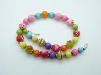 £16.00 - Stunning Multicoloured Plastic and Glass Bead One Off Necklace Unique!