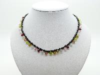 Vintage Redesigned 50s Black Glass Bead Multicoloured Lucite Drop Necklace