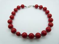 Vintage Redesigned Unique 1950s Red Plastic Bead Ladybird Necklace 46cms
