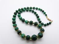 Vintage 70s Genuine Malachite Graduating Bead Necklace Stunning! 48cms