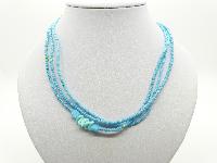 Vintage Redesigned 1950s Three Row Turquoise Blue Glass Seed Bead Necklace 48cms 