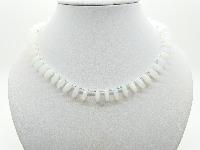 Vintage Redesigned 1950s White Glass Moonglow Bead Drop Necklace Pearl Clasp 45cms