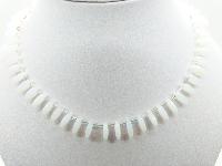 Vintage Redesigned 1950s White Glass Moonglow Bead Drop Necklace Pearl Clasp 45cms