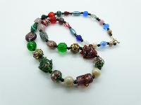 Vintage Redesigned Unusual Multicoloured Murano Glass and Cloisonne Necklace