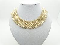 Vintage 50s Pretty and Feminined Faux Pearl Bead Wide Collar Necklace 40cms 