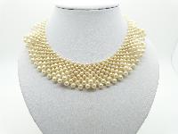 Vintage 50s Pretty and Feminined Faux Pearl Bead Wide Collar Necklace 40cms 