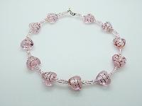 Vintage Inspired Pink Murano Glass Bead Valentine Necklace One Off Piece!
