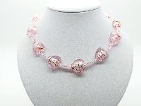 Vintage Inspired Pink Murano Glass Bead Valentine Necklace One Off Piece!