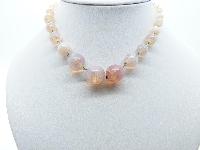Vintage 30s Pretty Art Deco Opaline Pink Glass Bead Necklace