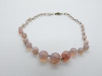Vintage 30s Pretty Art Deco Opaline Pink Glass Bead Necklace
