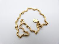 £12.00 - Signed Dyrberg Kern Fancy Wavy Link Goldtone Designer Necklace
