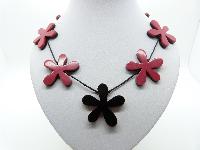 Versatile Reddish Pink and Black Acrylic Flower Power Reversible Necklace