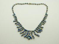 Vintage 50s Amazing AB Blue Sparkling Diamante Tassel Drop Necklace