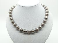 Vintage 50s Very Attractive Silver Grey Faceted Glass Bead Necklace Quality