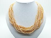 Vintage 50s Multi Strand Shades of Orange Faux Pearl Plastic Bead Necklace