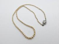 Vintage Art Deco 30s Pretty Faux Pearl Graduating Bead Necklace Fab Clasp
