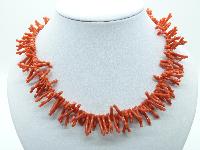 £23.00 - Vintage Art Deco 30s Simulated Branch Orange Coral Twig Plastic Necklace