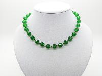 £28.00 - Vintage 30s Stunning Emerald Green Crystal  Faceted Glass Bead Necklace
