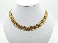 Vintage 80s Signed Monet Fancy Gold Plated Articulated Link Collar Necklace