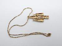 Vintage 60s Signed Attwood and Sawyer Gold and Diamante Pendant and Chain