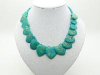 Fab Imperial Turquoise Jasper Faceted Stone Heart Shaped Bead Necklace