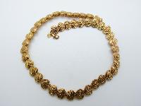 Designer Signed YR Gold Plated Heart Shaped Textured Link Necklace 