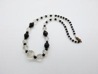 Vintage 30s Art Deco Monochrome Black and White Crystal Glass Bead Necklace