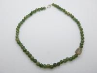 Vintage 80s Lovely Real Green Jade Smooth Bead Necklace 51cms